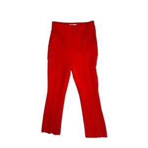 Veronica Beard Tani Pintuck Pleat Ankle Pants Trouser Business Red Orange 0